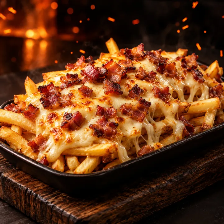 Batata Frita com Bacon e Queijo